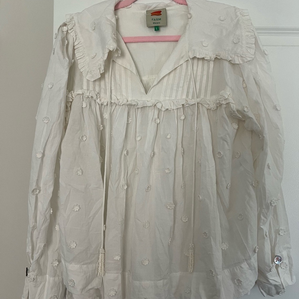 Farm Rio off-white 3D flowers blouse